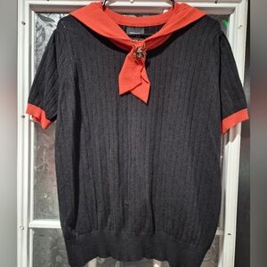 Unique Vintage Black and Red Knit Top